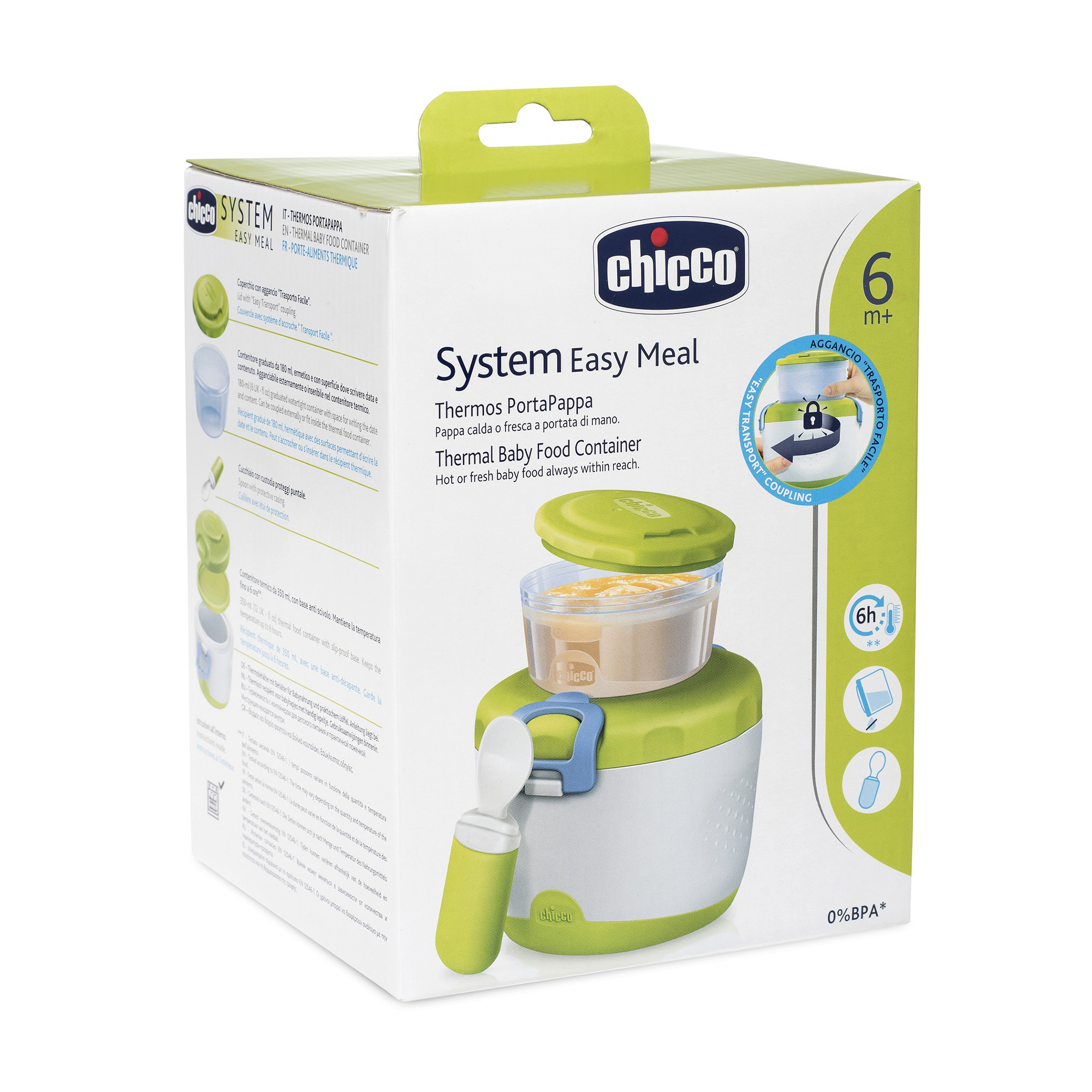 Дитячий набір посуду Chicco Easy Meal System, від 6 місяців, (термоконтейнер, 350 мл + контейнер, 180 мл + ложка), (07659.00.00)